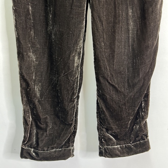 ett:twa Anthro velvet pocketed cuff trouser pants taupe S - Picture 4 of 11